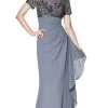 Cinderella Divine - J0295 Vine Embroidered Sheer Short Sleeve Drape Ruffle Dress - 1 Pc Gray In Size 8 Available Formal Gowns 1 Cinderella Divine - J0295 Vine Embroidered Sheer Short Sleeve Drape Ruffle Dress - 1 Pc Gray In Size 8 Available Formal Gowns
