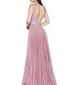 Cinderella Divine - J8589 Jewel-Trimmed Pleated Dress Formal Gowns 10 Cinderella Divine - J8589 Jewel-Trimmed Pleated Dress Formal Gowns