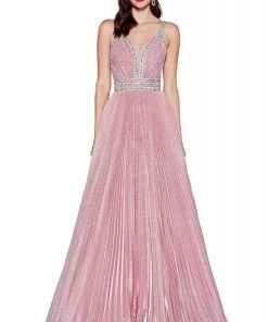 Cinderella Divine - J8589 Jewel-Trimmed Pleated Dress Formal Gowns 9 Cinderella Divine - J8589 Jewel-Trimmed Pleated Dress Formal Gowns