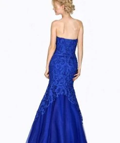 Cinderella Divine - KC1701 Strapless Sweetheart Beaded Lace Mermaid Gown - 1 Pc Royal In Size 8 Available 9 Cinderella Divine - KC1701 Strapless Sweetheart Beaded Lace Mermaid Gown - 1 Pc Royal In Size 8 Available