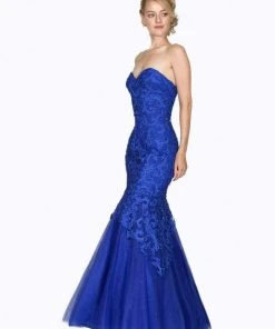 Cinderella Divine - KC1701 Strapless Sweetheart Beaded Lace Mermaid Gown - 1 Pc Royal In Size 8 Available 8 Cinderella Divine - KC1701 Strapless Sweetheart Beaded Lace Mermaid Gown - 1 Pc Royal In Size 8 Available