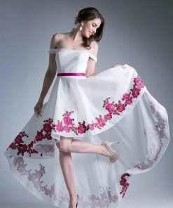 Cinderella Divine - KC1770 Off-Shoulder A-Line High Low Dress 10 Cinderella Divine - KC1770 Off-Shoulder A-Line High Low Dress