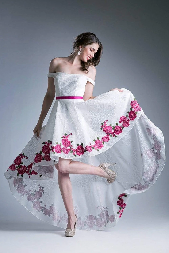 Cinderella Divine - KC1770 Off-Shoulder A-Line High Low Dress 6 Cinderella Divine - KC1770 Off-Shoulder A-Line High Low Dress