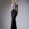 Formal Gowns Cinderella Divine - KC1799 Floral Applique Beaded Jersey Evening Gown