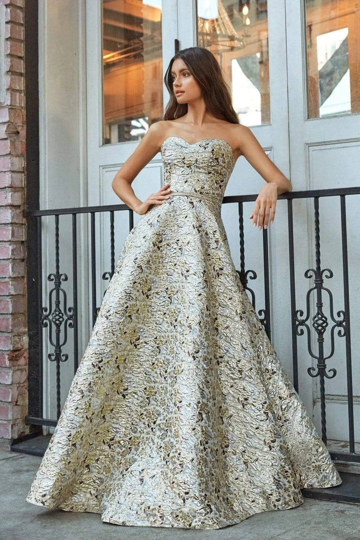 Cinderella Divine - KC19064 Strapless Brocade Sweetheart Ballgown Formal Gowns 8 Cinderella Divine - KC19064 Strapless Brocade Sweetheart Ballgown Formal Gowns