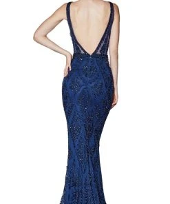 Cinderella Divine - KC19067 Sleeveless Deep V Neck Embellished Gown 11 Cinderella Divine - KC19067 Sleeveless Deep V Neck Embellished Gown