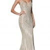 Cinderella Divine - KC875 Beaded Plunging V-neck Trumpet Dress