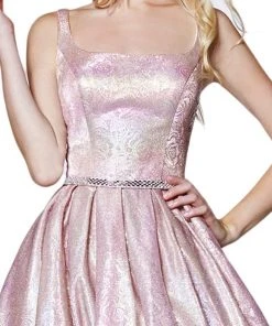 Cinderella Divine - KC880 Floral Square Pleated Ballgown Formal Gowns