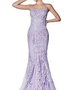 Formal Gowns Cinderella Divine - KC885 Sleeveless Sparkly Beaded Lace Mermaid Gown