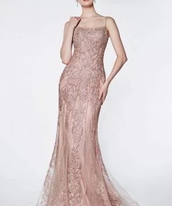 Formal Gowns Cinderella Divine - KC885 Sleeveless Sparkly Beaded Lace Mermaid Gown