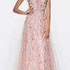 Cinderella Divine - KC888 Sleeveless Sheer Plunging Neck Glitter Gown 2 Cinderella Divine - KC888 Sleeveless Sheer Plunging Neck Glitter Gown
