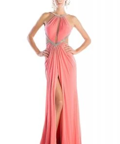 Cinderella Divine - KD019 Beaded Illusion Cutout Backless Gown