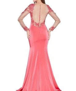 Cinderella Divine - KD038 Embroidered Long Sleeve Trumpet Dress