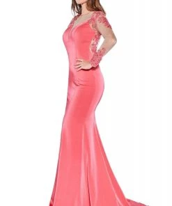 Cinderella Divine - KD038 Embroidered Long Sleeve Trumpet Dress