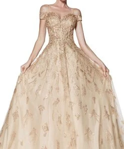 Cinderella Divine - KV1034 Beaded Lace Sweetheart Ballgown Formal Gowns