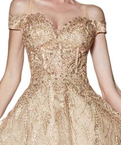 Cinderella Divine - KV1034 Beaded Lace Sweetheart Ballgown Formal Gowns