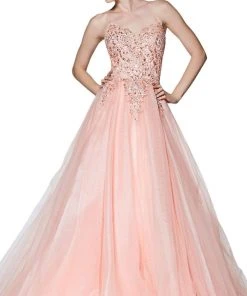 Cinderella Divine - KV1037 Adorned Lace Bodice Tulle Gown Formal Gowns