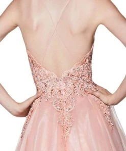 Cinderella Divine - KV1037 Adorned Lace Bodice Tulle Gown Formal Gowns