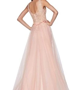 Formal Gowns Cinderella Divine - KV1040 Embroidered Lace High Slit A-Line Gown 11 Formal Gowns Cinderella Divine - KV1040 Embroidered Lace High Slit A-Line Gown