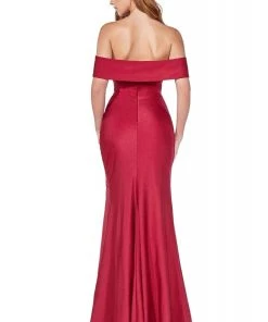 Cinderella Divine - KV1050 Off Shoulder Fitted Jersey Evening Gown Formal Gowns