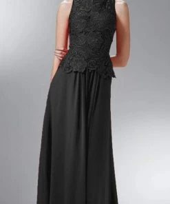 Cinderella Divine - Lace Bateau Neck Chiffon A-line Dress