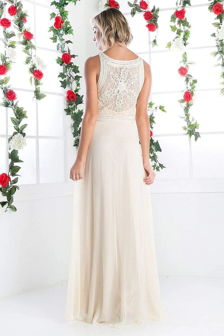Formal Gowns Cinderella Divine - Lace Embroidered Bateau Neck Sheath Dress 4 Formal Gowns Cinderella Divine - Lace Embroidered Bateau Neck Sheath Dress