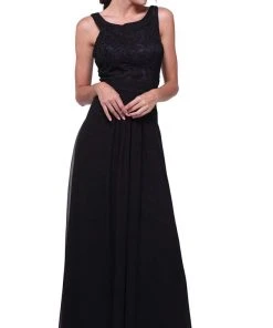 Formal Gowns Cinderella Divine - Lace Embroidered Bateau Neck Sheath Dress 8 Formal Gowns Cinderella Divine - Lace Embroidered Bateau Neck Sheath Dress