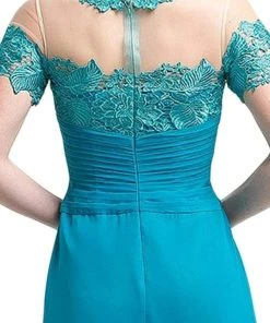 Formal Gowns Cinderella Divine - Lace Illusion Bateau Pleated Sheath Dress
