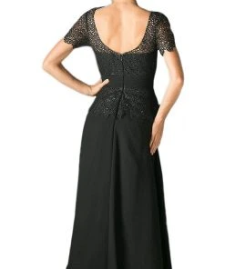 Formal Gowns Cinderella Divine - Lace Short Sleeve Illusion Bateau Sheath Dress