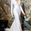 Cinderella Divine - Long Sleeve Mermaid Bridal Gown CD0169 - 1 Pc Off White In Size L Available