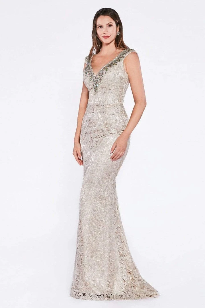 Cinderella Divine - ML2900 Beaded Ornate Lace Sheath Gown Formal Gowns 3 Cinderella Divine - ML2900 Beaded Ornate Lace Sheath Gown Formal Gowns