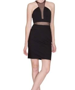 Cocktail Dresses Cinderella Divine - Mock Two Piece Illusion Halter Sheath Dress