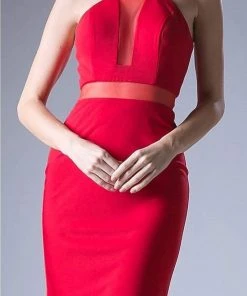 Cocktail Dresses Cinderella Divine - Mock Two Piece Illusion Halter Sheath Dress