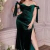 Cinderella Divine - Off Shoulder Velvet Plus Size Dress CD956C - 1 Pc Emerald In Size 24 Available 1 Cinderella Divine - Off Shoulder Velvet Plus Size Dress CD956C - 1 Pc Emerald In Size 24 Available