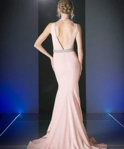 Cinderella Divine - P107 Bead Accented Deep V-neck Trumpet Dress 15 Cinderella Divine - P107 Bead Accented Deep V-neck Trumpet Dress