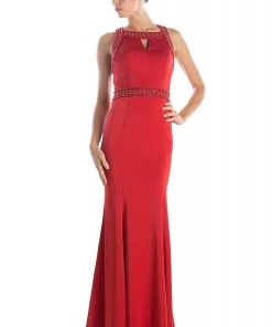 Formal Gowns Cinderella Divine - P108 Beaded Back Long Sheath Dress