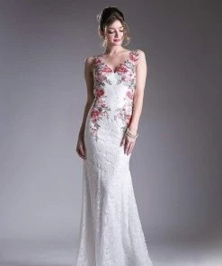 Cinderella Divine - P207 Floral Applique Lace Sheath Gown Formal Gowns 7 Cinderella Divine - P207 Floral Applique Lace Sheath Gown Formal Gowns
