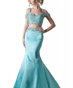 Formal Gowns Cinderella Divine - P209 Two-Piece Jeweled Mermaid Gown