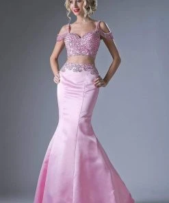 Formal Gowns Cinderella Divine - P209 Two-Piece Jeweled Mermaid Gown