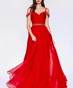 Formal Gowns Cinderella Divine - P211 Embellished Twisted Ruched Sweetheart A-line Dress