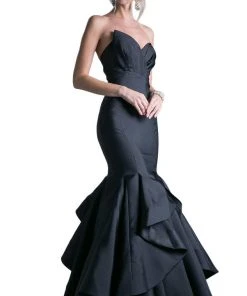 Formal Gowns Cinderella Divine - Pleated Modified Sweetheart Ruffled Mermaid Dress