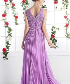 Formal Gowns Cinderella Divine - Pleated V-neck A-line Dress