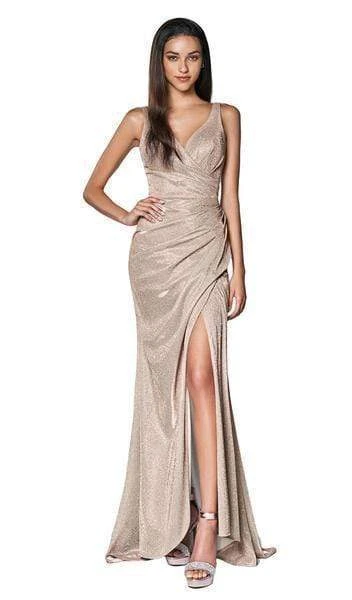 Formal Gowns Cinderella Divine - Plunging V-neck Glitter Trumpet Dress CF332 3 Formal Gowns Cinderella Divine - Plunging V-neck Glitter Trumpet Dress CF332