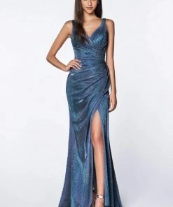 Formal Gowns Cinderella Divine - Plunging V-neck Glitter Trumpet Dress CF332 17 Formal Gowns Cinderella Divine - Plunging V-neck Glitter Trumpet Dress CF332