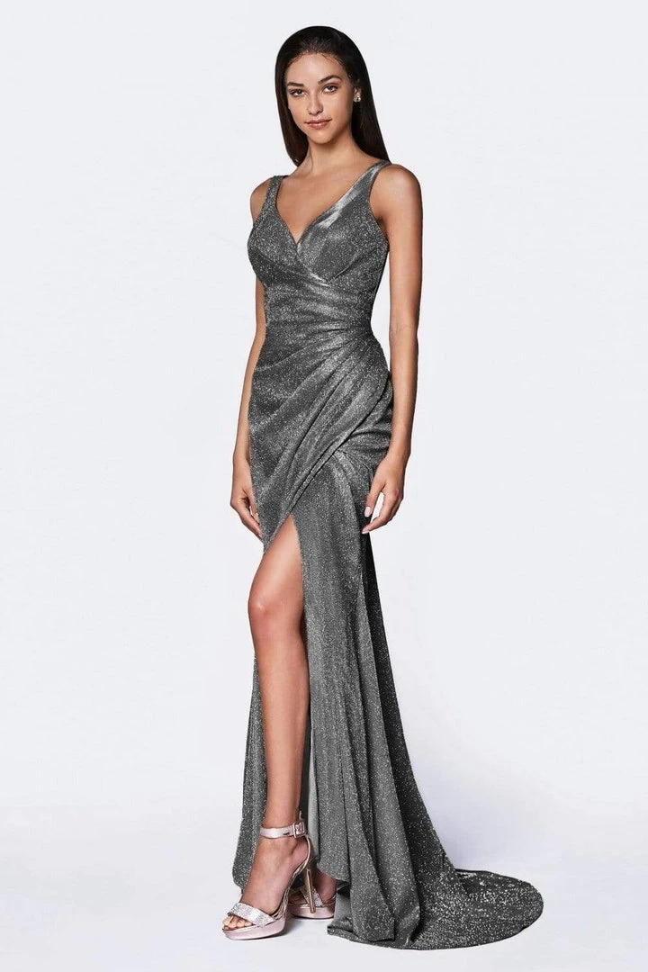 Formal Gowns Cinderella Divine - Plunging V-neck Glitter Trumpet Dress CF332 8 Formal Gowns Cinderella Divine - Plunging V-neck Glitter Trumpet Dress CF332