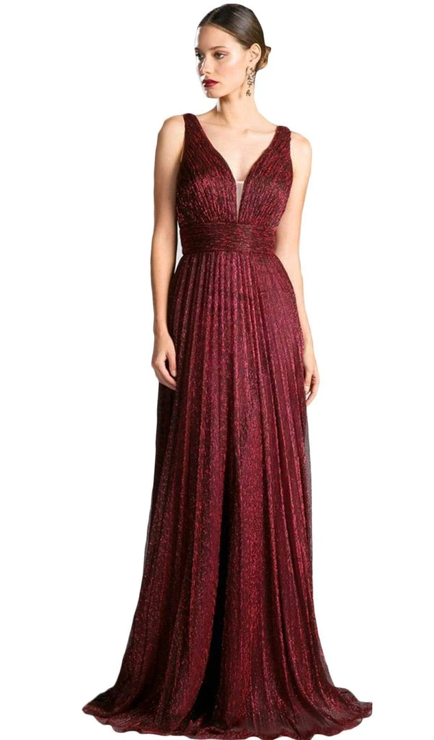 Cinderella Divine - Plunging V-Neck Shirr-Ornate A-Line Evening Gown Formal Gowns 11 Cinderella Divine - Plunging V-Neck Shirr-Ornate A-Line Evening Gown Formal Gowns