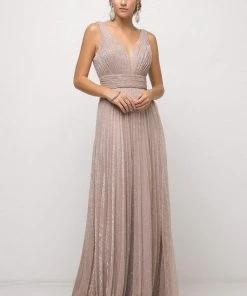 Cinderella Divine - Plunging V-Neck Shirr-Ornate A-Line Evening Gown Formal Gowns 29 Cinderella Divine - Plunging V-Neck Shirr-Ornate A-Line Evening Gown Formal Gowns