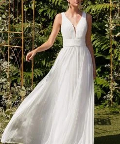 Cinderella Divine - Plunging V-Neck Shirr-Ornate A-Line Evening Gown Formal Gowns 28 Cinderella Divine - Plunging V-Neck Shirr-Ornate A-Line Evening Gown Formal Gowns