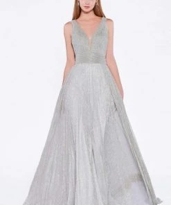Cinderella Divine - Plunging V-Neck Shirr-Ornate A-Line Evening Gown Formal Gowns 31 Cinderella Divine - Plunging V-Neck Shirr-Ornate A-Line Evening Gown Formal Gowns
