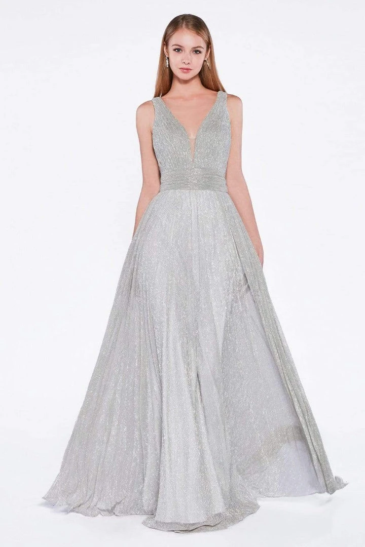Cinderella Divine - Plunging V-Neck Shirr-Ornate A-Line Evening Gown Formal Gowns 17 Cinderella Divine - Plunging V-Neck Shirr-Ornate A-Line Evening Gown Formal Gowns